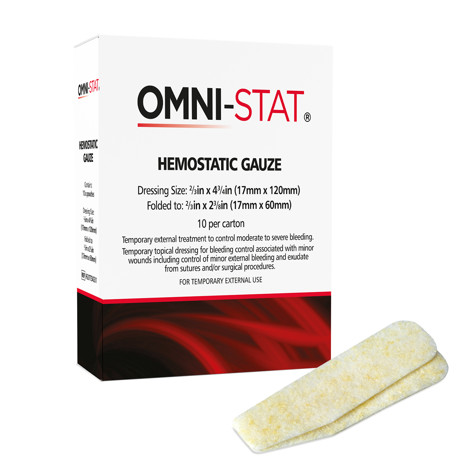 OMNI-STAT 2/3in x 4¾in Hemostatic Gauze strips