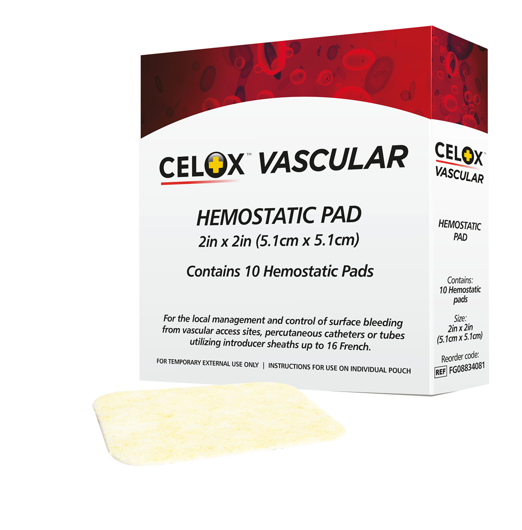 Celox Vascular, Hemostatic Pad