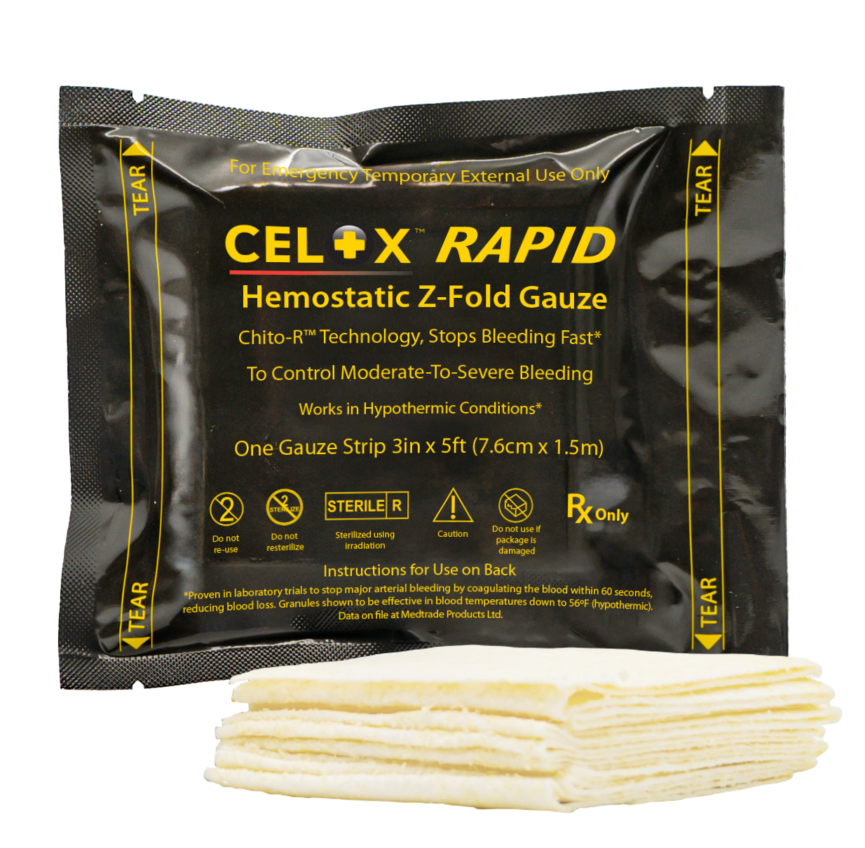 Celox Rapid Hemostatic Z-Fold Gauze